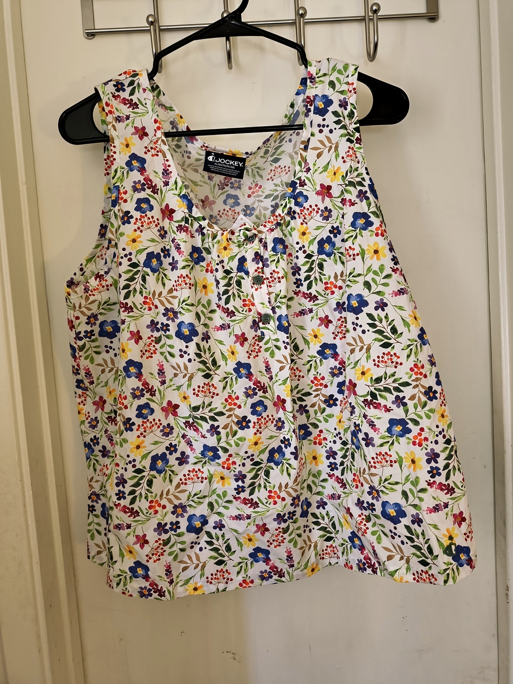 Jockey Floral Scoop Neck Tank Top in White with Multicolor Print